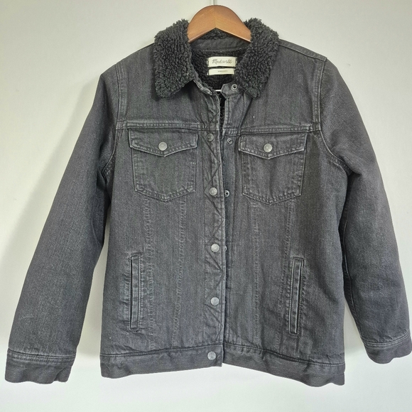 Madewell Jackets & Blazers - Madewell Sherpa Lined Black Denim Jacket See Measurements